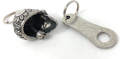 Miniatura 3 de Bravo Bells Campana de motociclista con calavera de azúcar 3D con colgador de campana, accesorio de campana de motociclista o llavero para la