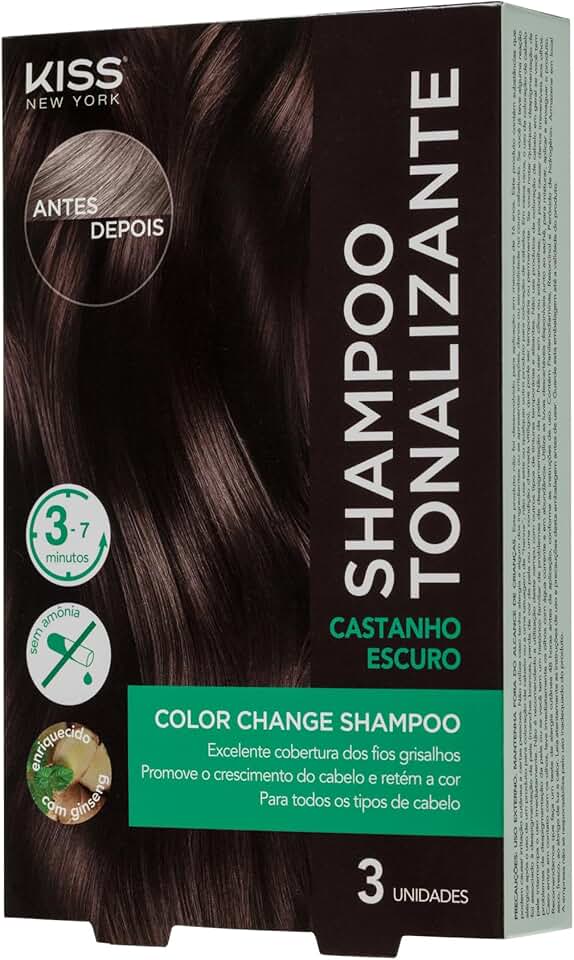 KISS NEW YORK Color Change Shampoo - Shampoo Tonalizante Castanho Escuro