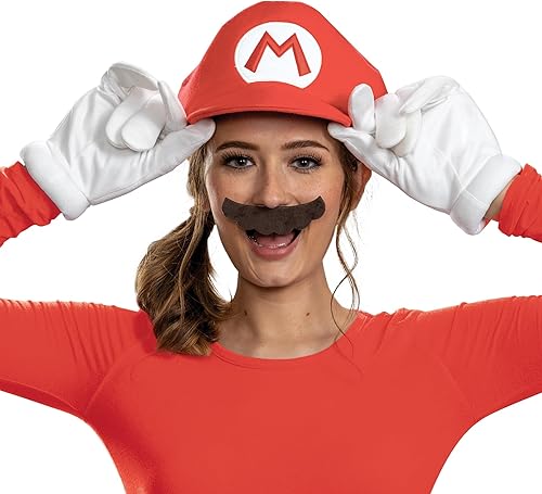 Miniatura 6 de Disguise Kit de accesorios de disfraz de Mario para adulto, disfraz oficial de Super Mario con sombrero y bigote, talla única para adultos