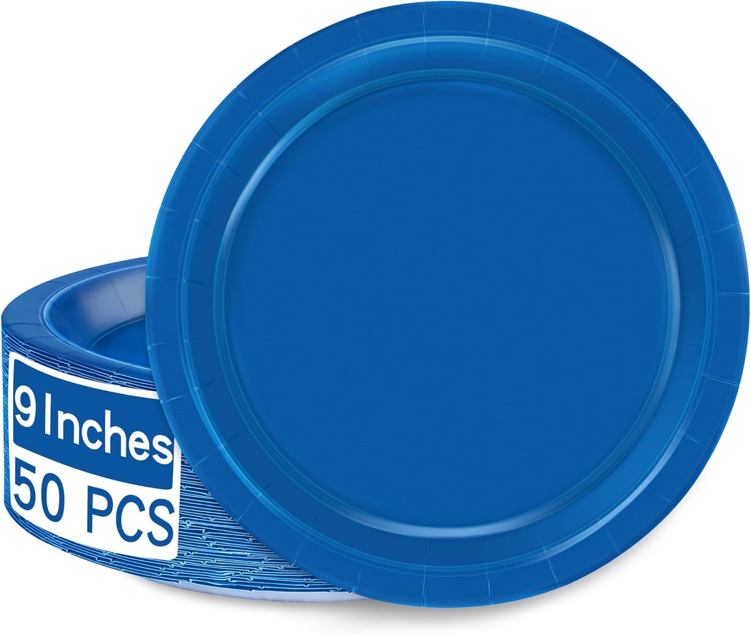 50 Round White Party Plates Pa, 9 Inch Disposable Paper Plates for