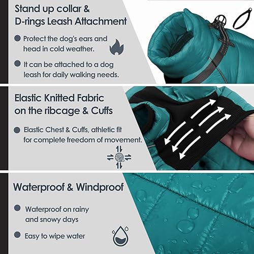 Miniatura 3 de AOFITEE Abrigo para perro, chaqueta impermeable para invierno para perro, traje de nieve cálido de cuerpo completo, chaleco de forro polar con