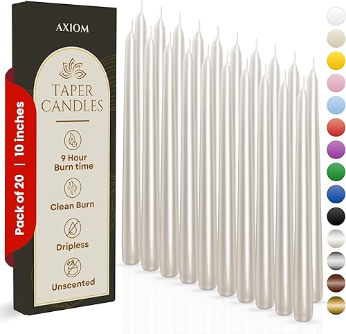 Miniatura 210 de Axiom Candles Velas altas sin goteo de 10 pulgadas sin perfume y sin humo, 9 horas de tiempo de combustión, velas cónicas para el hogar, cenas