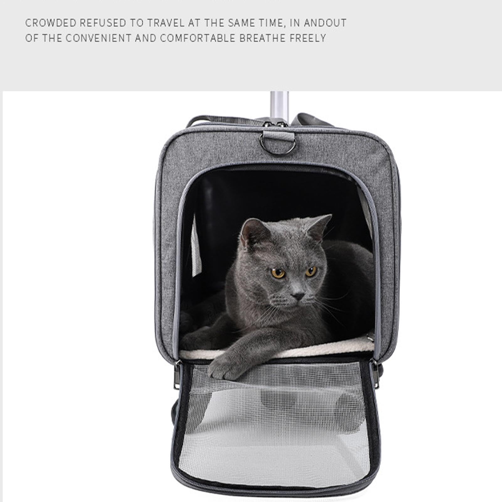 Transportador para gatos, bolsa de viaje para perros | transportadora para mascotas, juego de bolsas de viaje para perros pequeños con ruedas extraíbles, aprobado por aerolíne