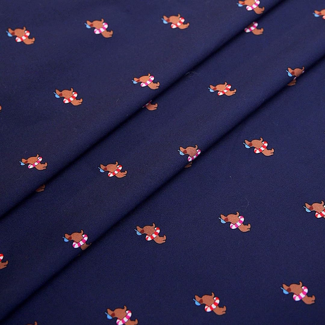 Hign Density Pure Cotton Fabric by The Yard, Navy Blue Base Cartoon Print Cotton Apparel Fabric Made in Japan, 57 inches Width, Suitable for Fashion Dress, Shirt, Quilting and Crafting