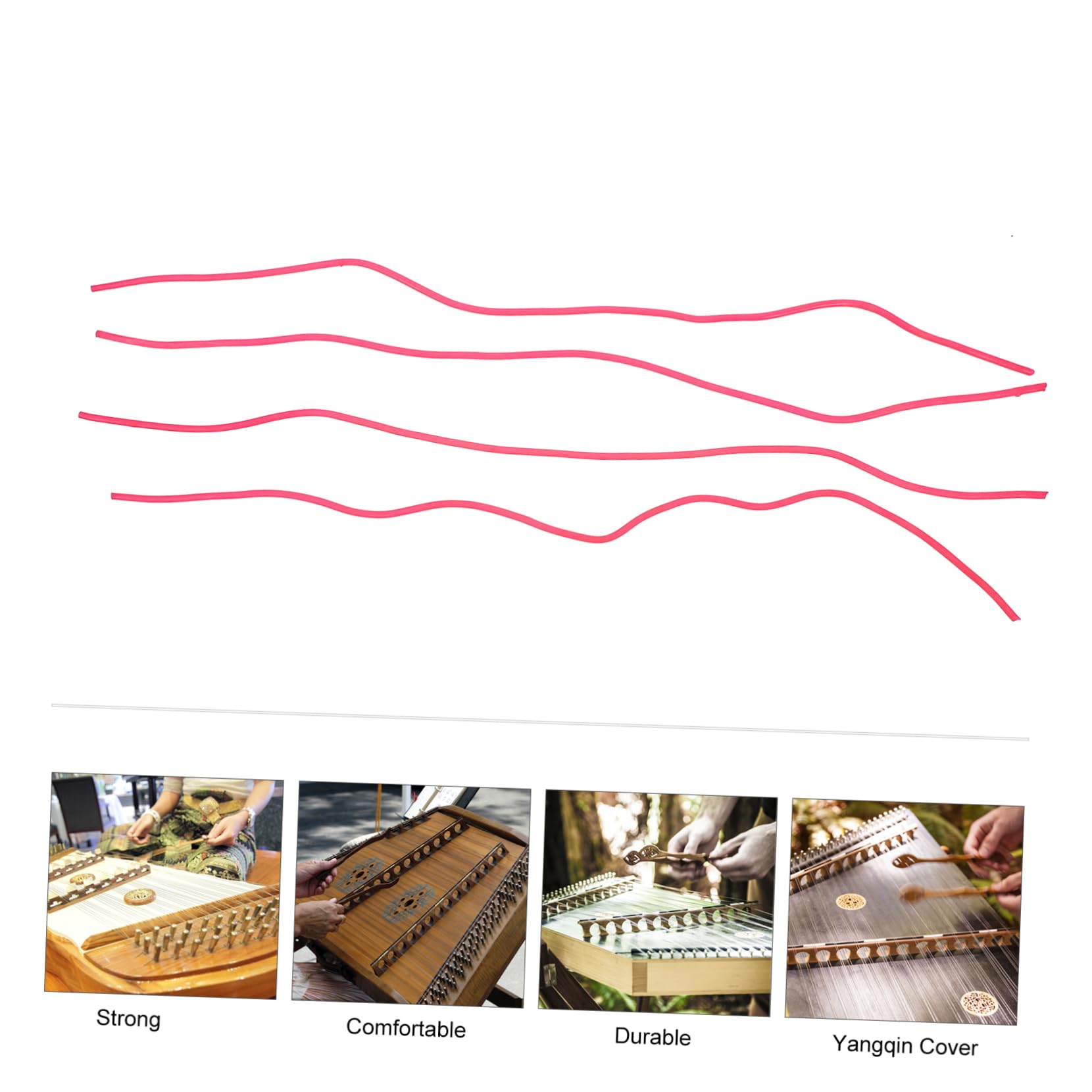 ifundom Protective Covers 4pcs Bamboo Leather Rubber Elastic Band Accessories for Dulcimer