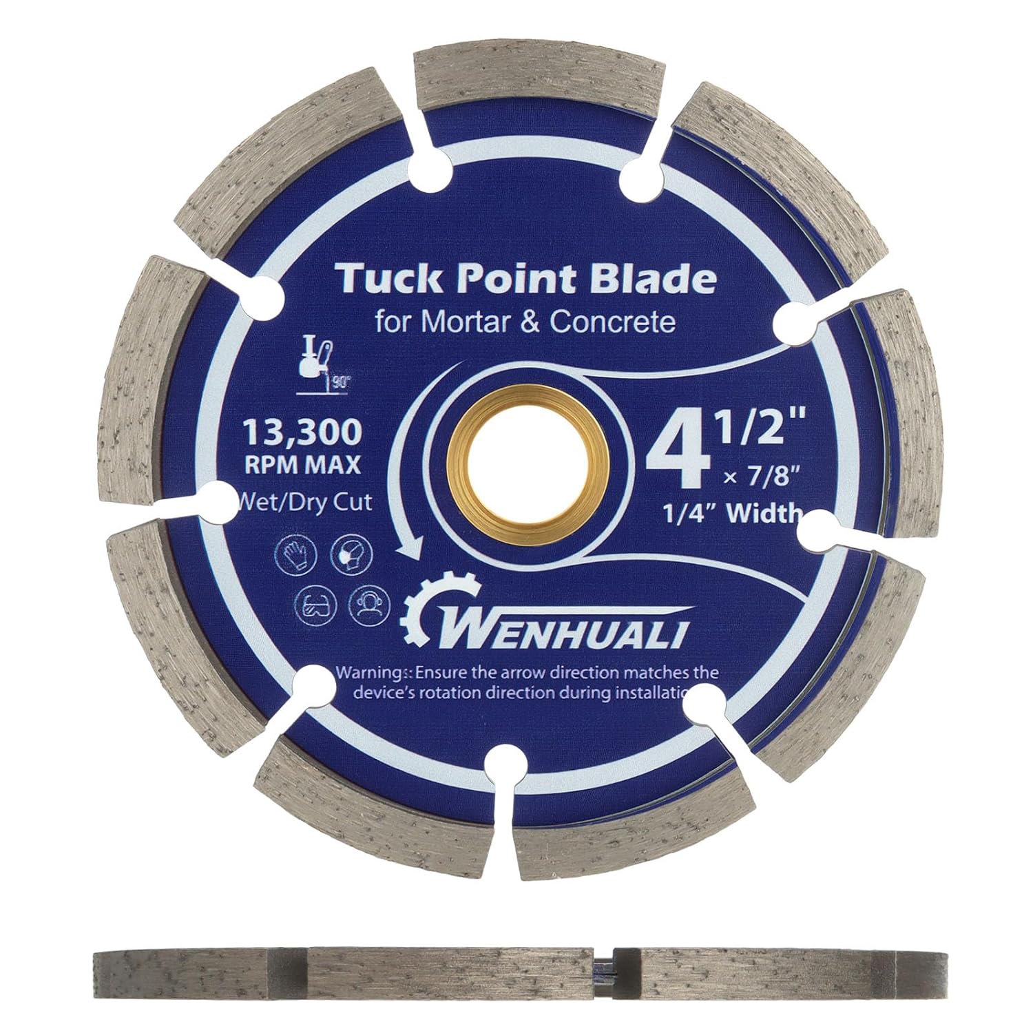 4.5" Diamond Tuck Point Blade for Concrete 2 Pack 1/4" Thickness – Premium Diamond Blade for Mortar Joint Removal, Concrete & Brick Grout Repair, 7/8" Arbor, Fast Clean Cutting (2 Pack)