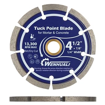 4.5" Diamond Tuck Point Blade for Concrete, 1/4" Thickness Premium Diamond Blade for Mortar Joint Removal, Concrete & Brick Grout Repair, 7/8" Arbor, Fast Clean Cutting