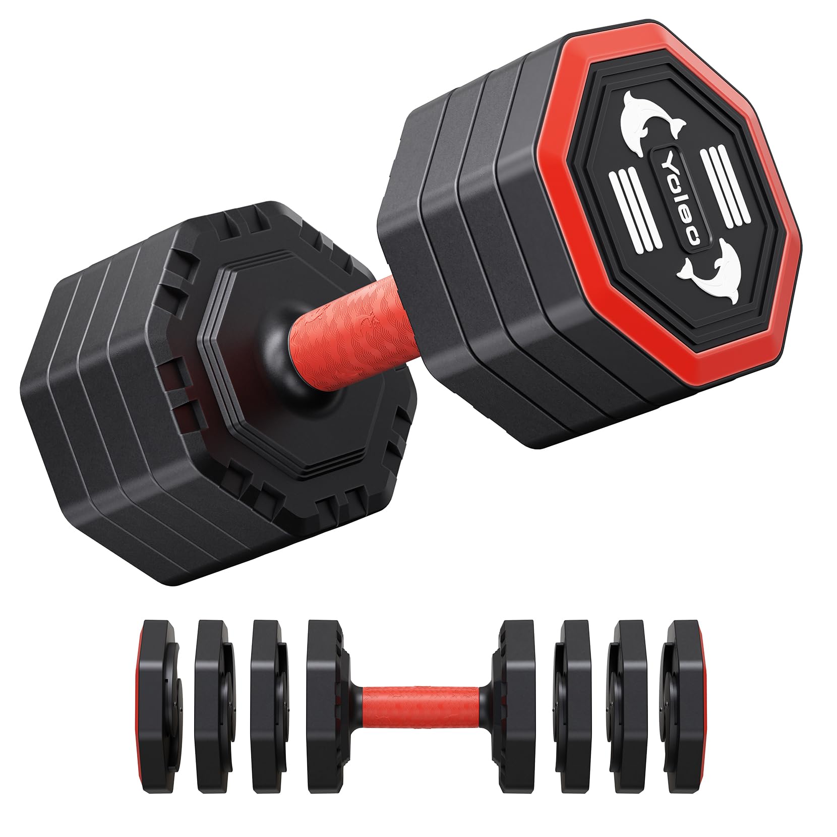 Yoleo Adjustable Dumbbell Set 4 in 1 Free Weights Dumbbells Set for Home Gym Each 10lb 15lb 20lb