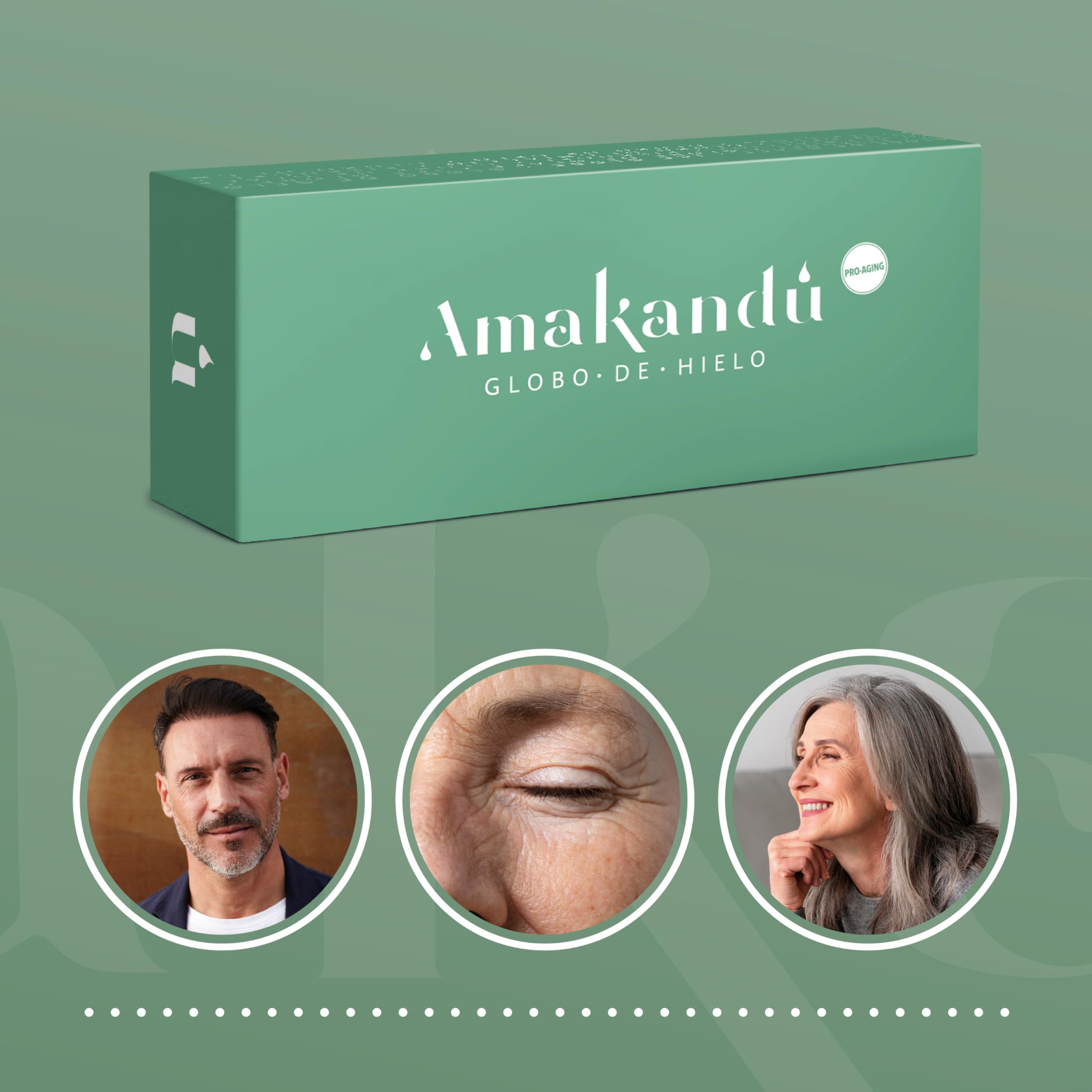 Globo de hielo facial - Rodillo Facial Frío Masaje - Masajeador ojos bolsas y ojeras - Mejora el drenaje linfático y el aspecto de la piel - Líquido Anticongelante Interior - Amakandu