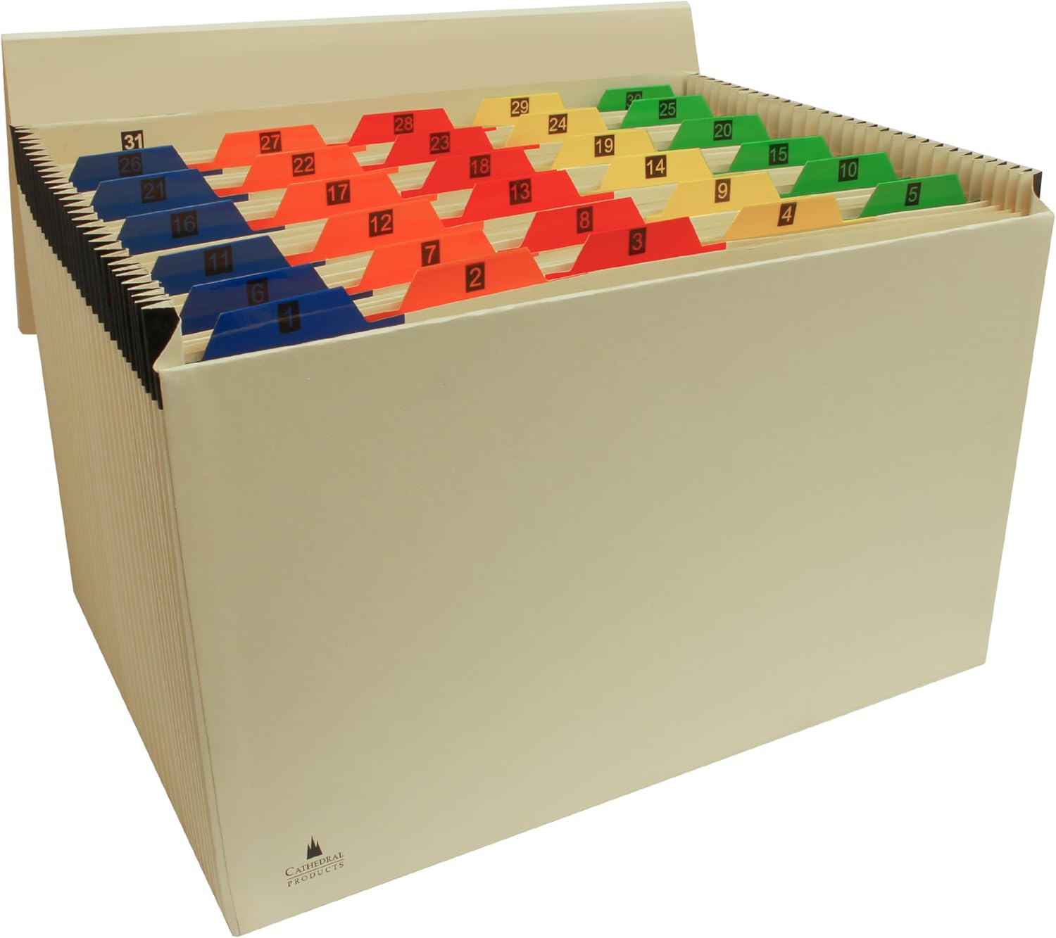 Cathedral Products 31 Pocket Manila Expanding File with Numbered Tabs 1-31