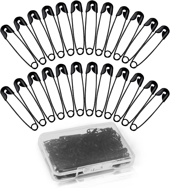 Redamancy Safety Pins, 120 Pieces Small Safety Pins, 19 mm Black Safety Pins, Mini Black Safety Pins for Clothes, Crafts Arts Clothing, Sewing Art Craft Size Tiny Tag Dress Pin, with Storagebox