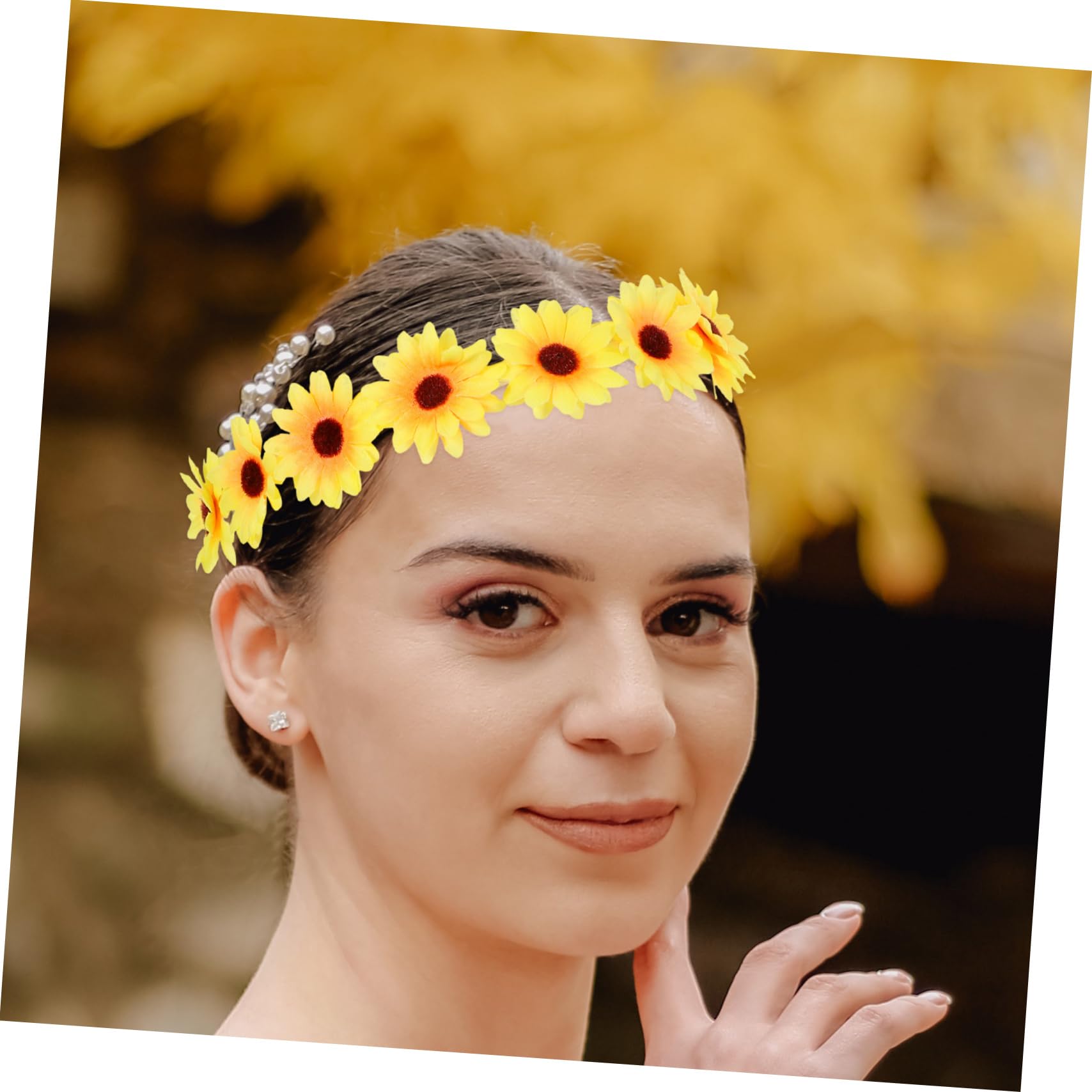Housoutil 20 Piezas Girasol Cuerda Para El Cabello Guirnalda De Flores Tiara Lazos Para El Cabello Banda Para La Cabeza Bandas Para El Cabello Trajes De Niña Decoración Del Cabello Diadema