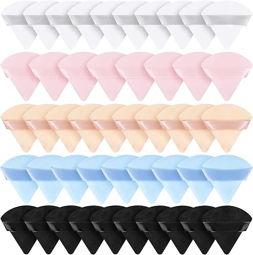 Suclain 48 piezas de terciopelo triangular en polvo, esponjas, esponjas, suaves para la cara, base cosmética húmeda y seca, herramienta corporal