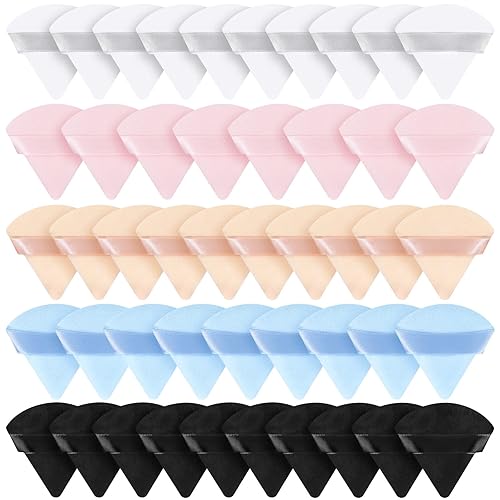Miniatura 9 de Suclain 48 esponjas triangulares de terciopelo suave para maquillaje en polvo de cara, esponjas triangulares para base cosmética húmeda y seca