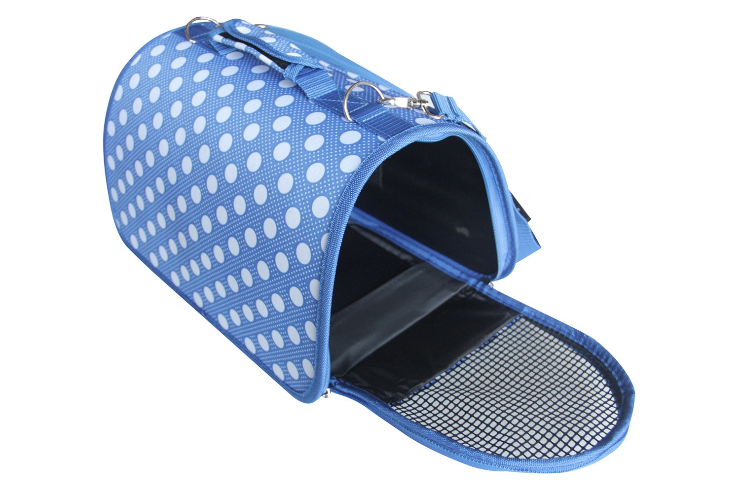 BPS (R) Portador Transportín Bolsa Bolso de Tela (Lunares) para Perro, Gato, Mascotas Animales,Tamaño: S,37x22x20cm (Azul)