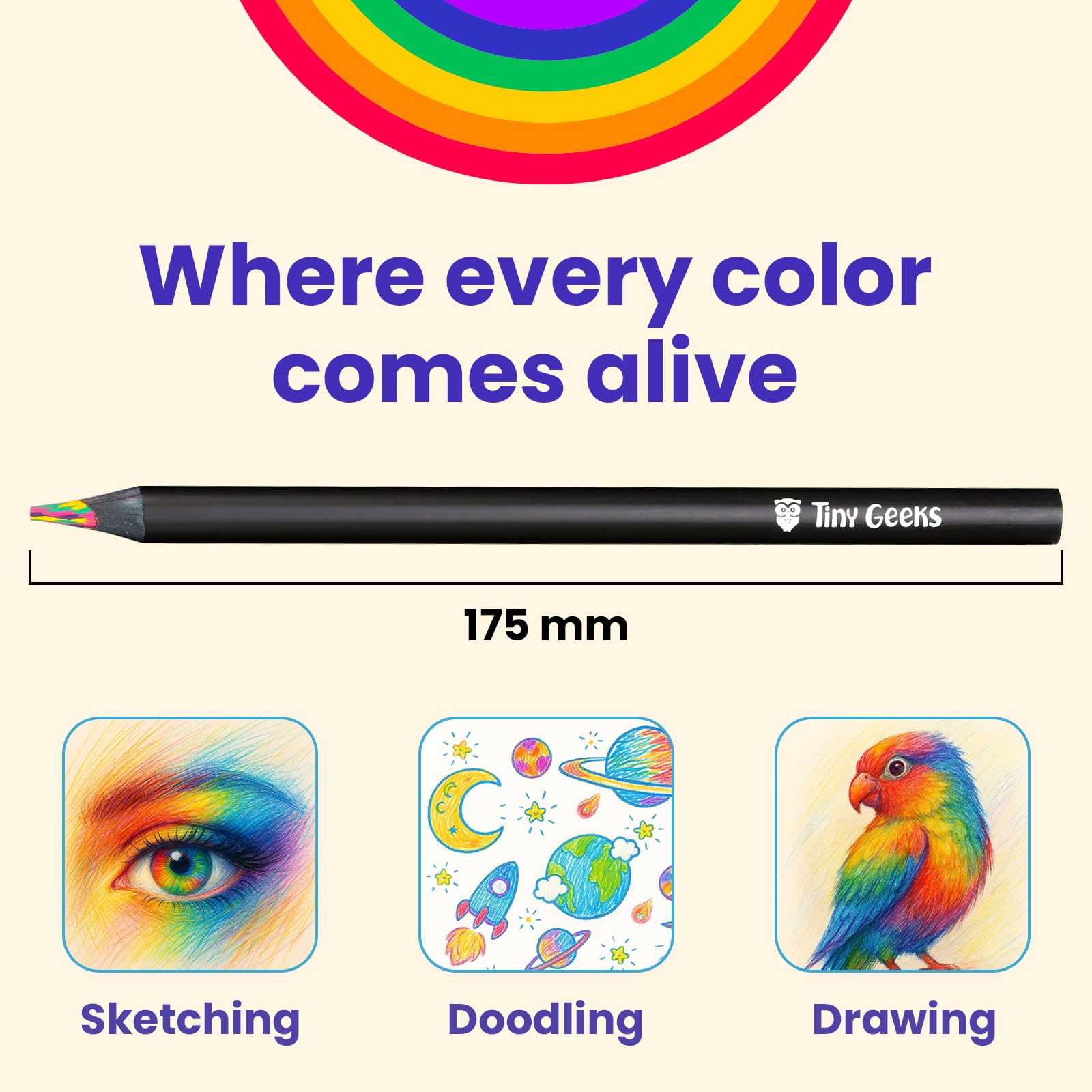 Set Disegno Con Temperamatite Matite Arcobaleno 44 Pezzi + 2 Temperini - Matite Colorate 4 In 1, Per Bambini E Disegno Creativo Matita Con Sfumatura Arcobaleno