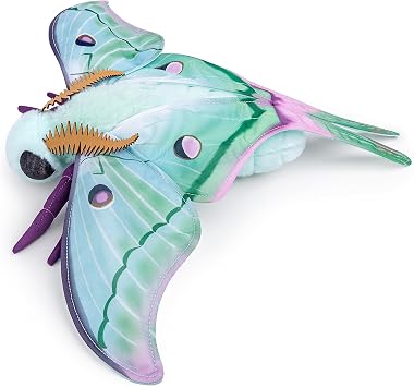 Tiny Heart Luna Moth Plush Toy, 14.9-Inch Soft Moth Stuffed Animal with Detailed Wings, Insect Plush for Kids Ages 3+, Nature Lovers and Collectors, Green