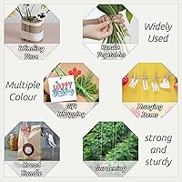 Vista 6 de Cuerda de yute natural de 0.079 pulgadas y 328 pies para manualidades, cuerda de yute de colores de 3 capas para envoltura de regalos, jardinería