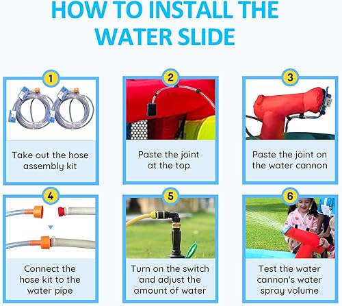 Miniatura 6 de Casa inflable de rebote con toboganes, tobogán acuático inflable para patio trasero de niños, Prak de agua de rebote con soplador de aire, piscina