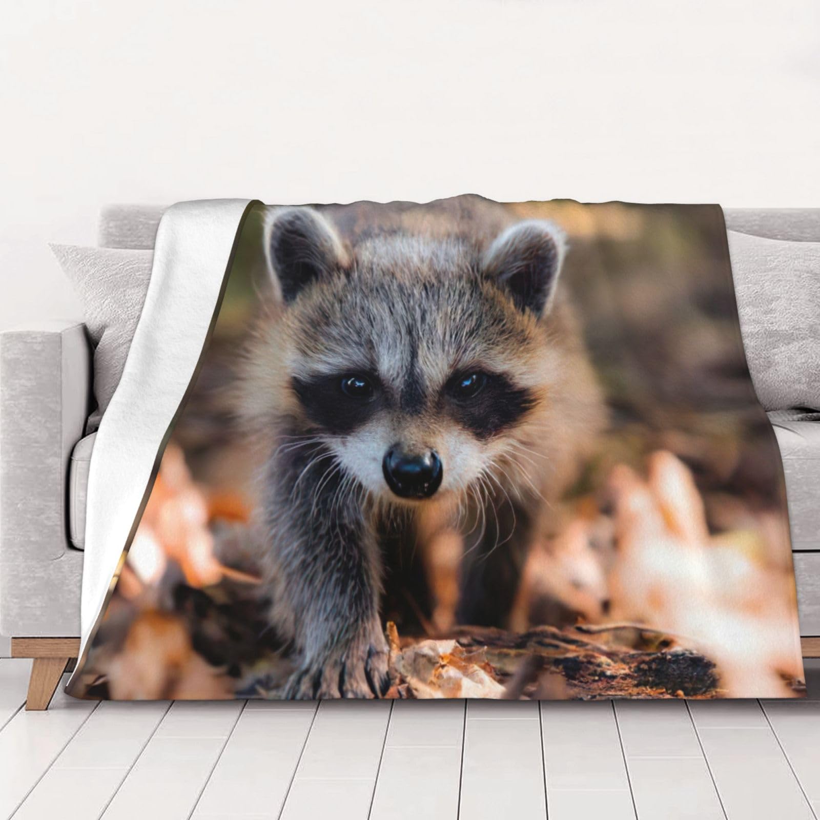 Plaid raton laveur en flanelle super douce couverture chaude pour lit