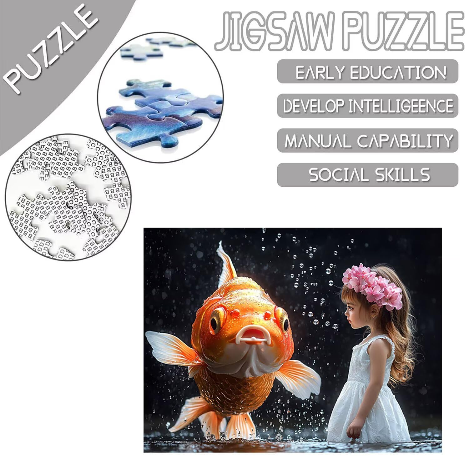 Puzzle 6000 sztuk Puzzle dla dorosłych 179x105 cm Gra edukacyjna Prezenty dla dorosłych i dzieci od 14 lat, kreatywny prezent dla relaksu - (dziewczyna złota ryba) t-420
