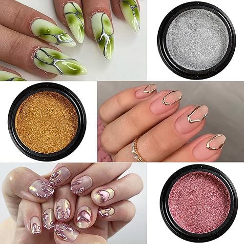 Miniatura 4 de Juego de polvos de uñas cromados, 14 colores, rosa, azul, plateado, efecto metálico, polvo de espejo para uñas con pinceles, pigmento holográfico,