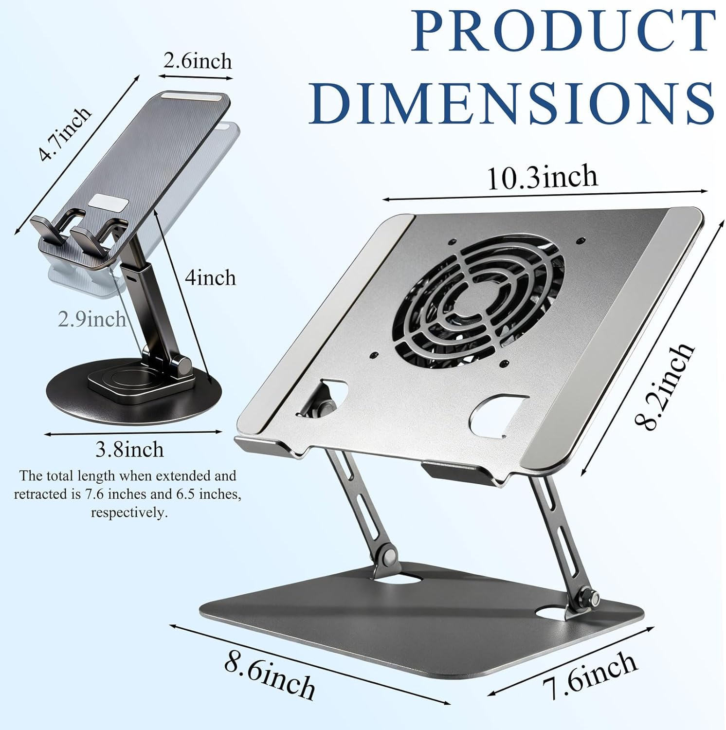 Laptop Stand for Desk, Laptop Riser with Active Cooling Fan, Widely Compatible with MacBook and Other Computer Accessories、Computer Stand for Laptop