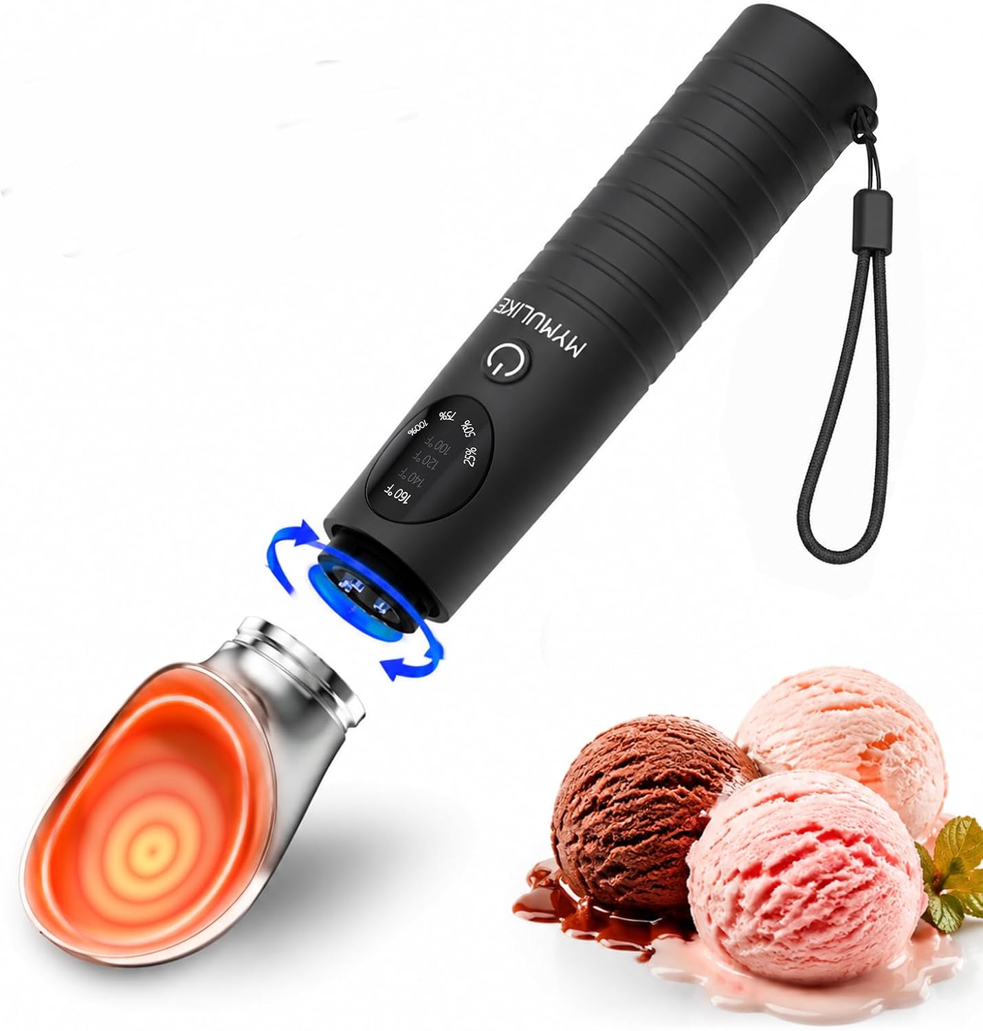 Heated Ice Cream Scoop Rechargeable, Detachable Electric Ice Cream Scooper