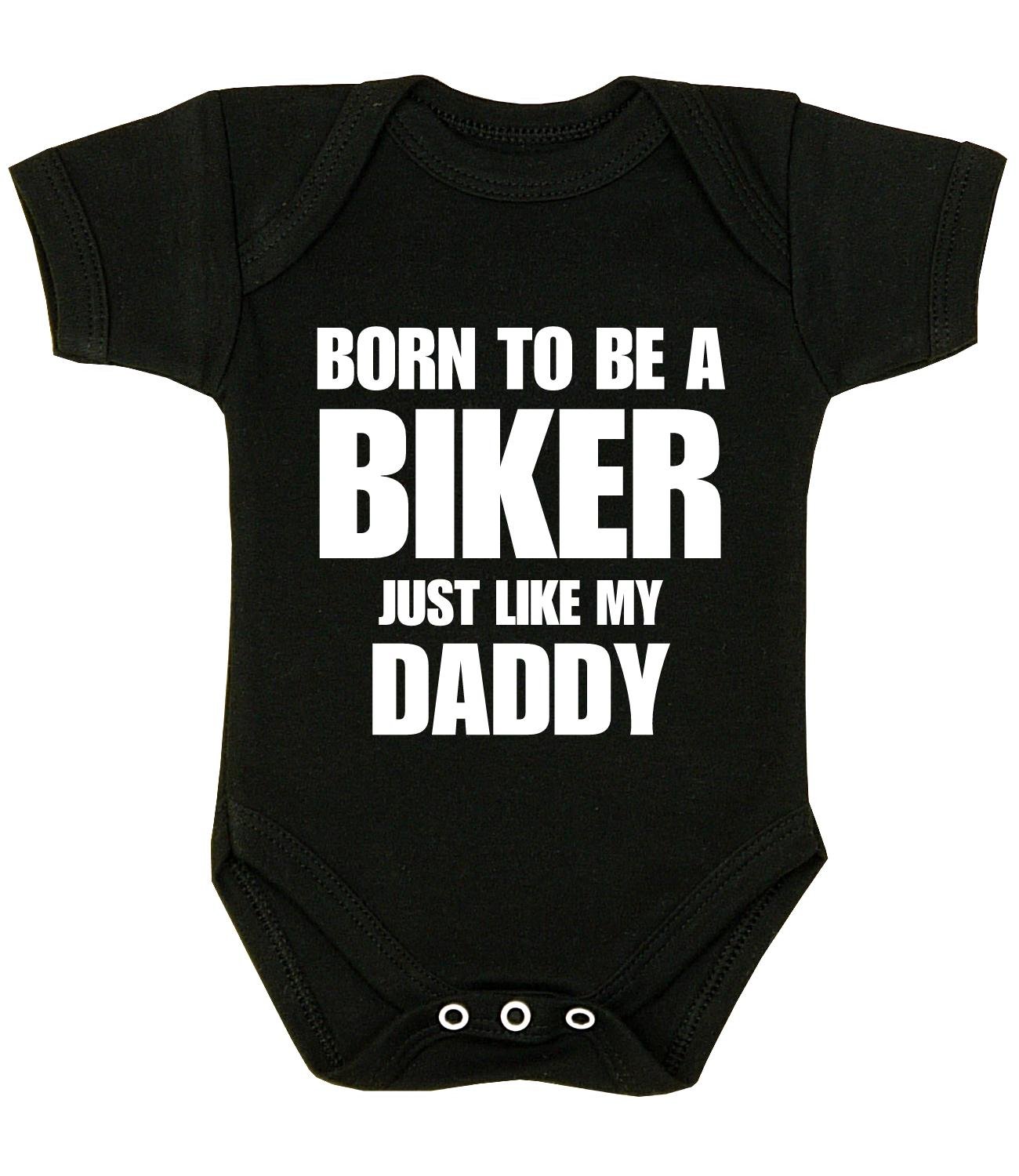 BabyPrem Baby Bodysuit Born to be a Biker Like Daddy Newborn - 12 Months BLACK 6-9