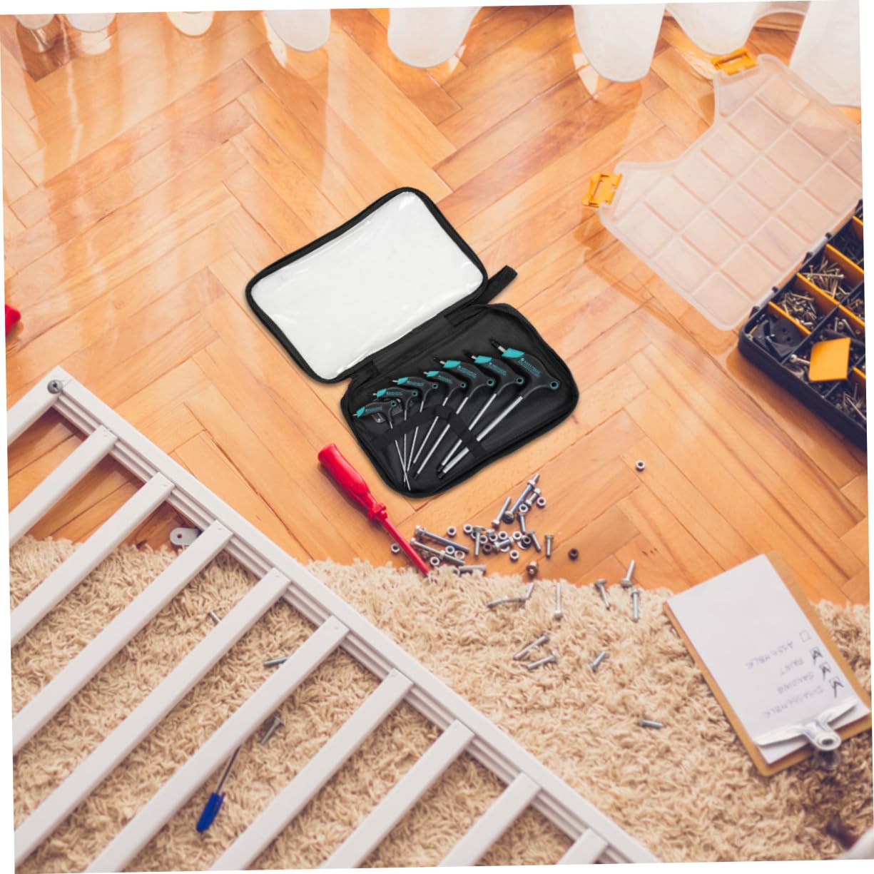 1set Chiavi T-handle Esagonali Cromato Con Manico Ergonomico e Estremità Magnetiche Per Riparazioni Meccaniche e Montaggio Di Mobili