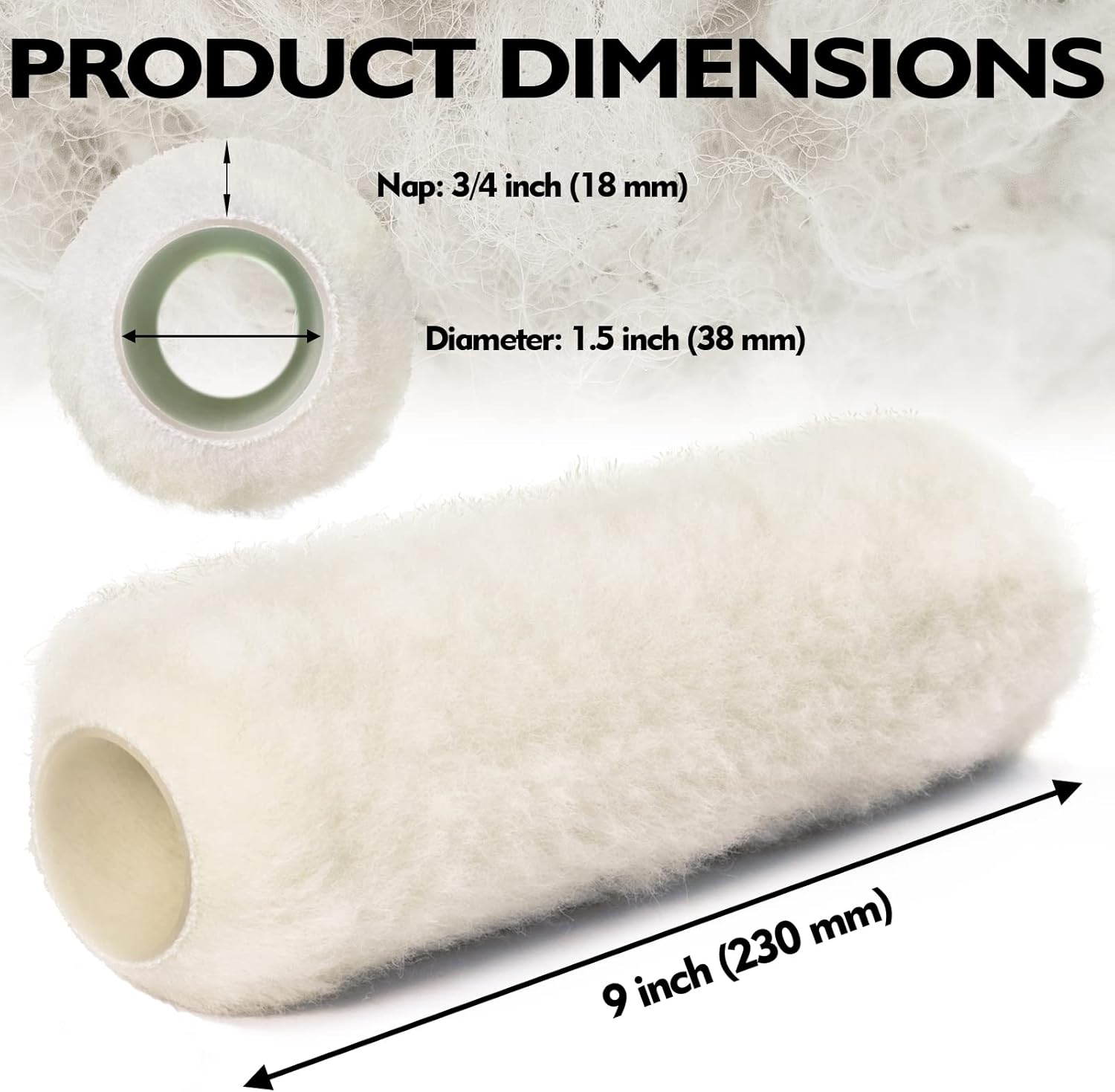 Paint Roller Covers 9 Inch x 3/4" Nap, 20 Pack, Lambswool Roller Covers for Paint Rollers, Naps for Paint Roller Brush and Frame, Perfect House Painting Supplies for Textured Rough Surfaces