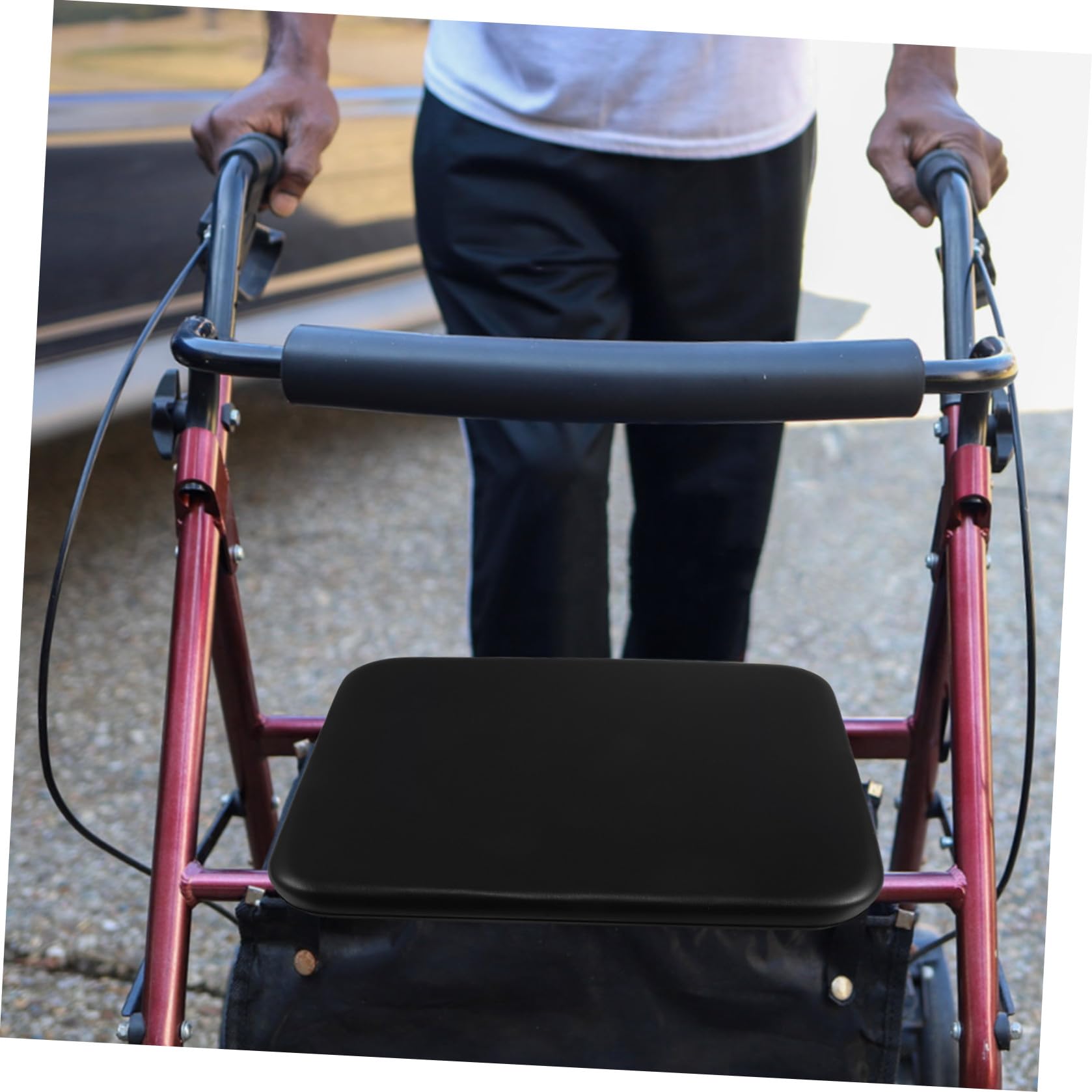 Balacoo Cuscino Rimovibile e Facile da Pulire per Sedile di Deambulatore in Pu Nero Imbottitura Spessa per Anziani, per Assistenza Domiciliare e Viaggi