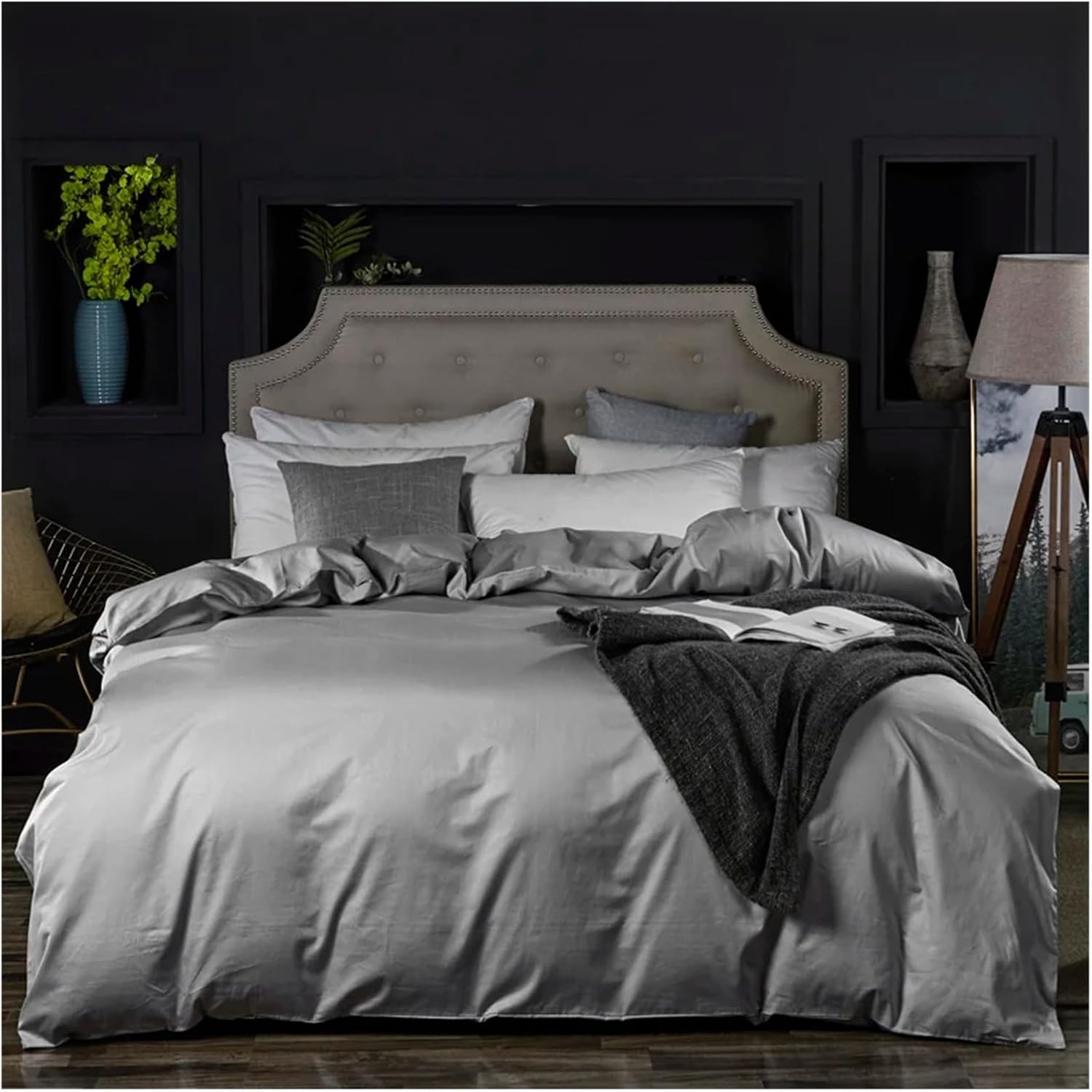 Luxury Cotton Solid Color Soft Duvet Cover Set Twin Double Queen King Size Bedding Set with Zipper bedsheet Set Pillowcases,Bed