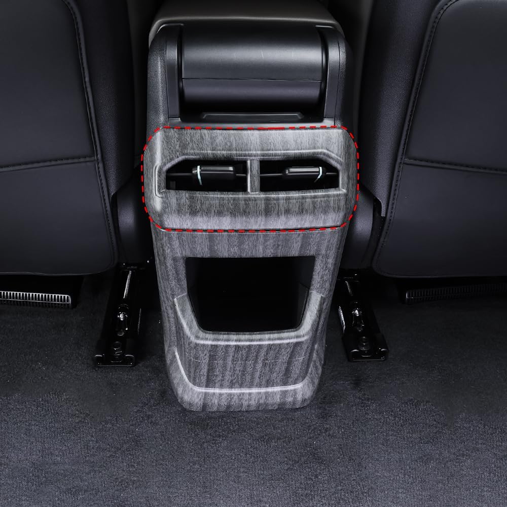 Cnaurda ABS Car Rear Air Vent Outlet Cover,Rear Center Console Air Conditioning Outlet Vent Anti-Kick Cover Compatible with Kia EV4 2025 2026 LHD/RHD Accessories (Wood Grain)