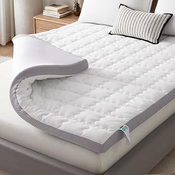 SAPHREAS Memory Foam Mattress Topper Full Size, Back Pain & Pressure Relief, 3" Cooling Gel Memory Foam and 1" Soft Ventilated Mattress Pad Cover, 5-Zone Egg Crate Bed Topper