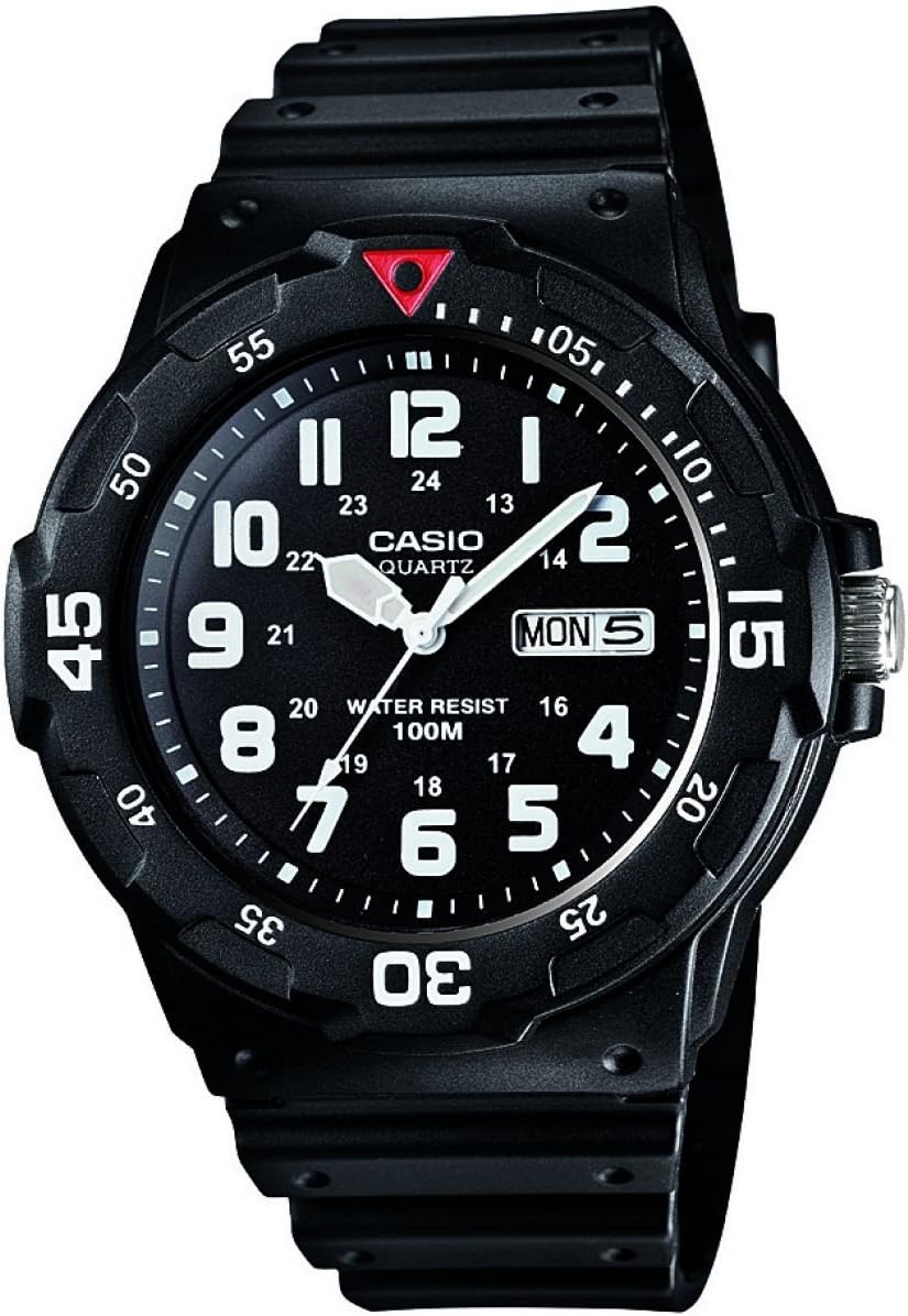 Gents 43.00mm Quartz Watch with Black Analogue dial and Black Rubber Strap Strap MRW-200H-1BVES