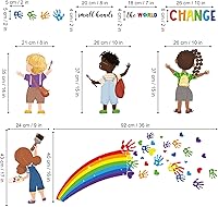 Vista 5 de decalmile Small Hands Change The World Equality Wall Stickers Inspirational Quote Rainbow Wall Decals Kids Room Classroom School Library Wall Decor