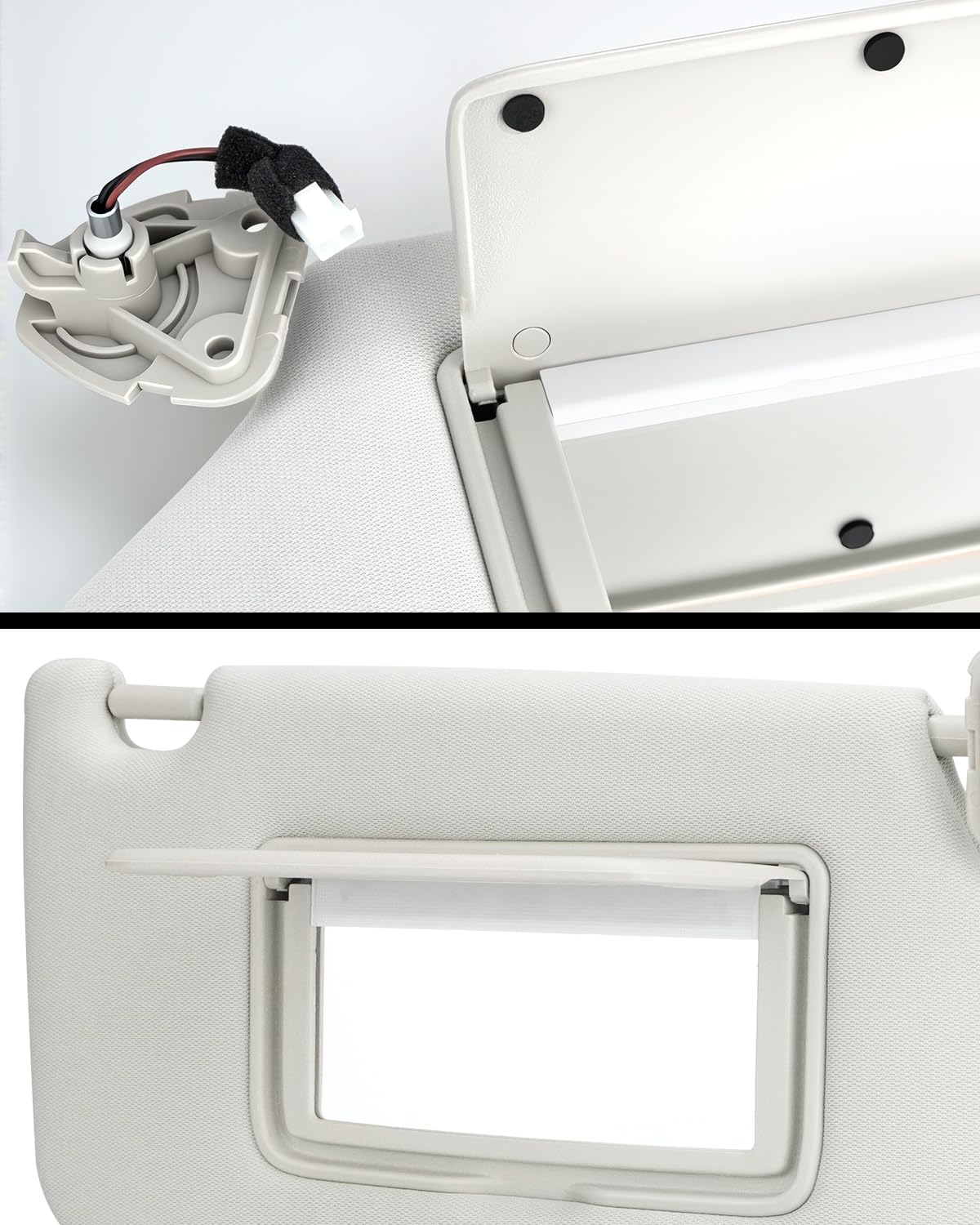 Bestview Left Driver & Right Passenger Sun Visor Replacement for Altima 2013-2018 (Without sunroof) - with Lighted Mirror Gray, Replace# 96401-3TA2A, 96400-3TA2A