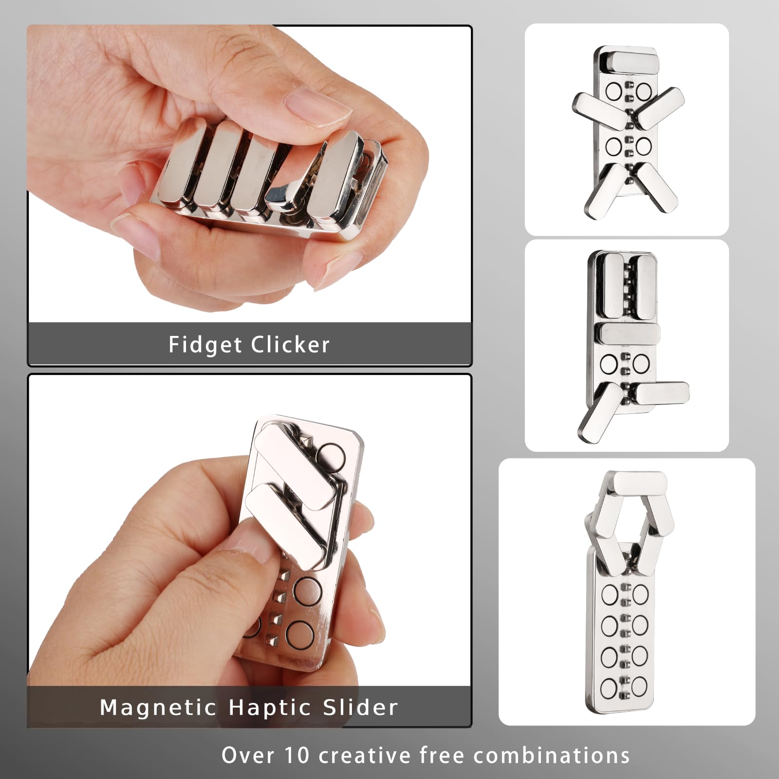 Fidget Toys Erwachsene Metall Fidget Slider EDC Magnetic Haptic Fidget Clicker mit 3 Geräuschpegeln, Laut Leiser Leise Fidget Spielzeug für Erwachsene Büroklasse, Magnetspielzeug, Linderung von Stress