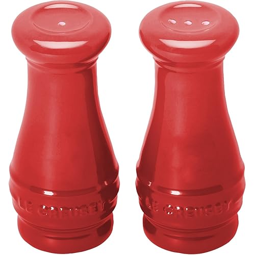 Le Creuset Stoneware Salt & Pepper Shakers Set of 2, 4 oz. each, Cerise