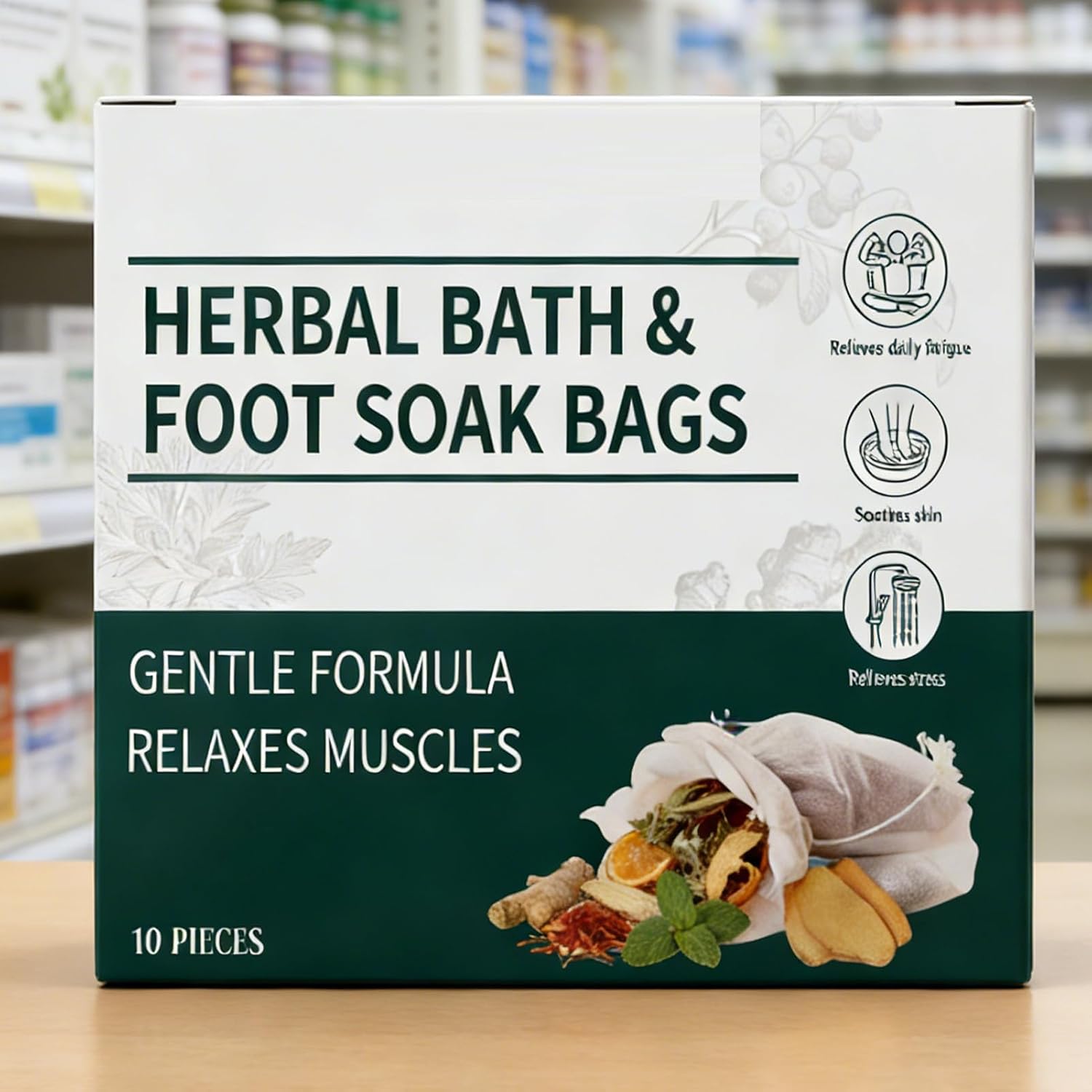 Herbalfoot — мешочек для ванночки, натуральное замачивание ног, 9,5 × 2 × 8 см, травы для замачивания ног, расслабляющий мешочек для ног, удаление влаги, для снятия стресса, снятия усталости, холод