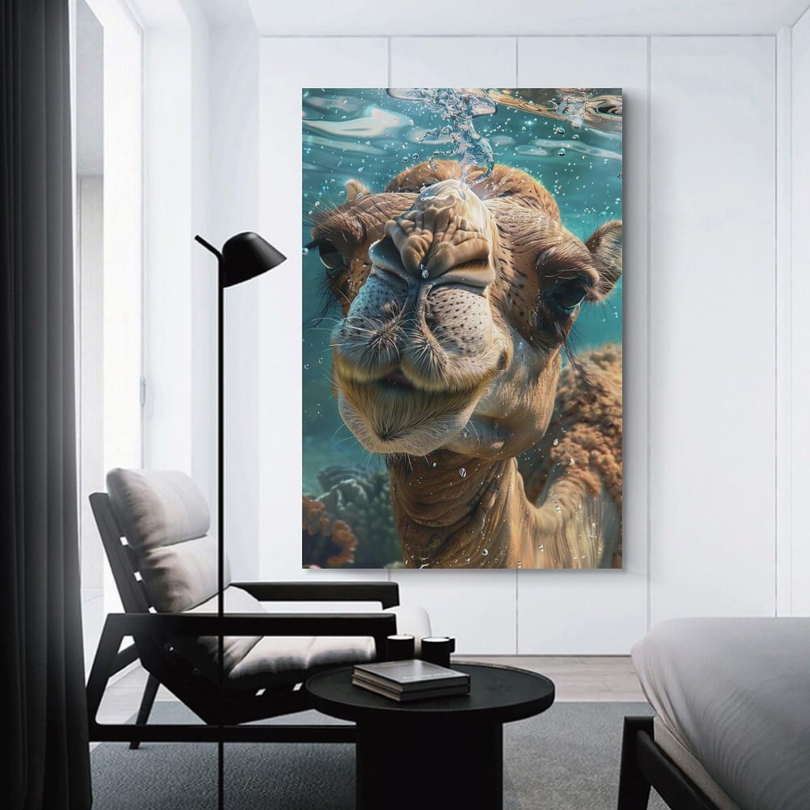 Junmoney Camel Sea Canvas Wall Decor 12x18inch(30x45cm), for Feature Walls in Flats Or Modern Rooms, Decorative Artwork with Flexible Styling