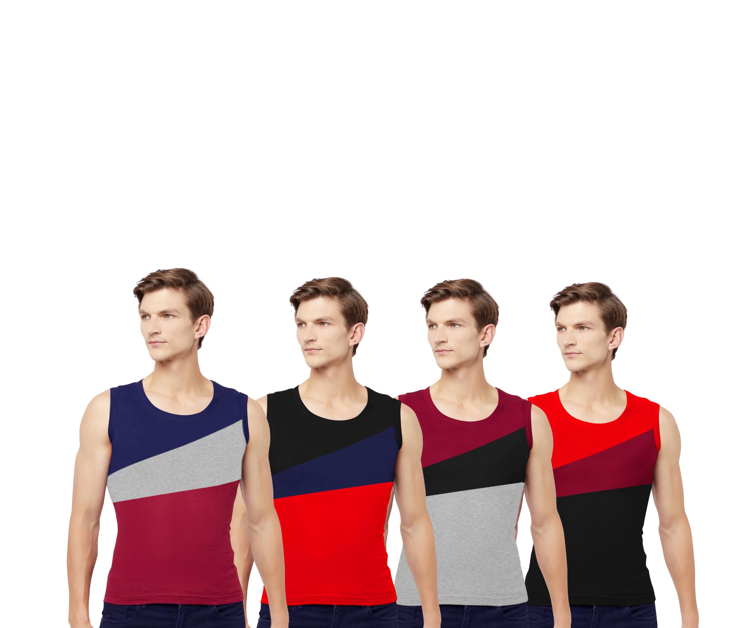 drako Men's 02 Gym 100% Cotton Sleeveless Vest Pack of 4-picture-11