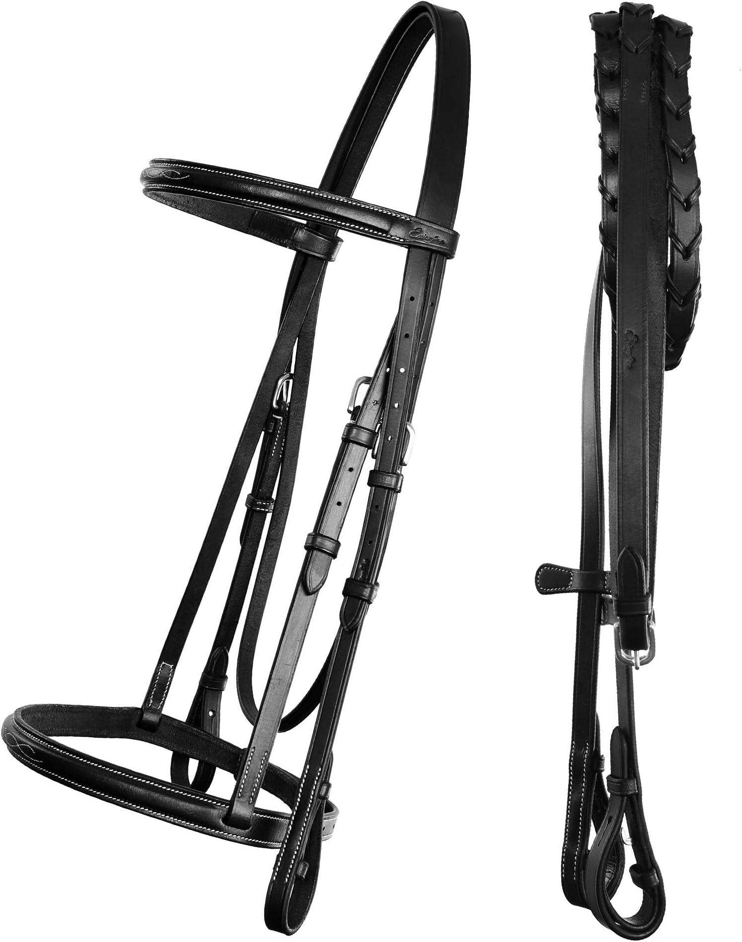 Exion Hunter Bridle with Laced Reins– Fancy Stitched English Snaffle Bridle | Premium Leather Hunter Jumper Bridle with Stainless Steel Hardware | Perfect for Schooling, Training & Show Ring