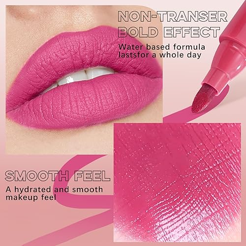 Miniatura 4 de Marcador de manchas de labios, lápiz labial rosa nude, delineador de labios líquido, fórmula hidratante e impermeable, lápiz labial natural de