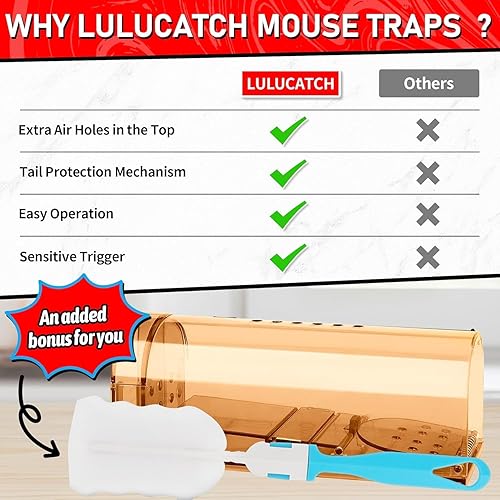 Miniatura 6 de LULUCATCH Trampas Humanas para Ratones 6 Pack, Trampas para Ratones Vivas, Trampas para Ratones de Liberación para Interiores para el Hogar,
