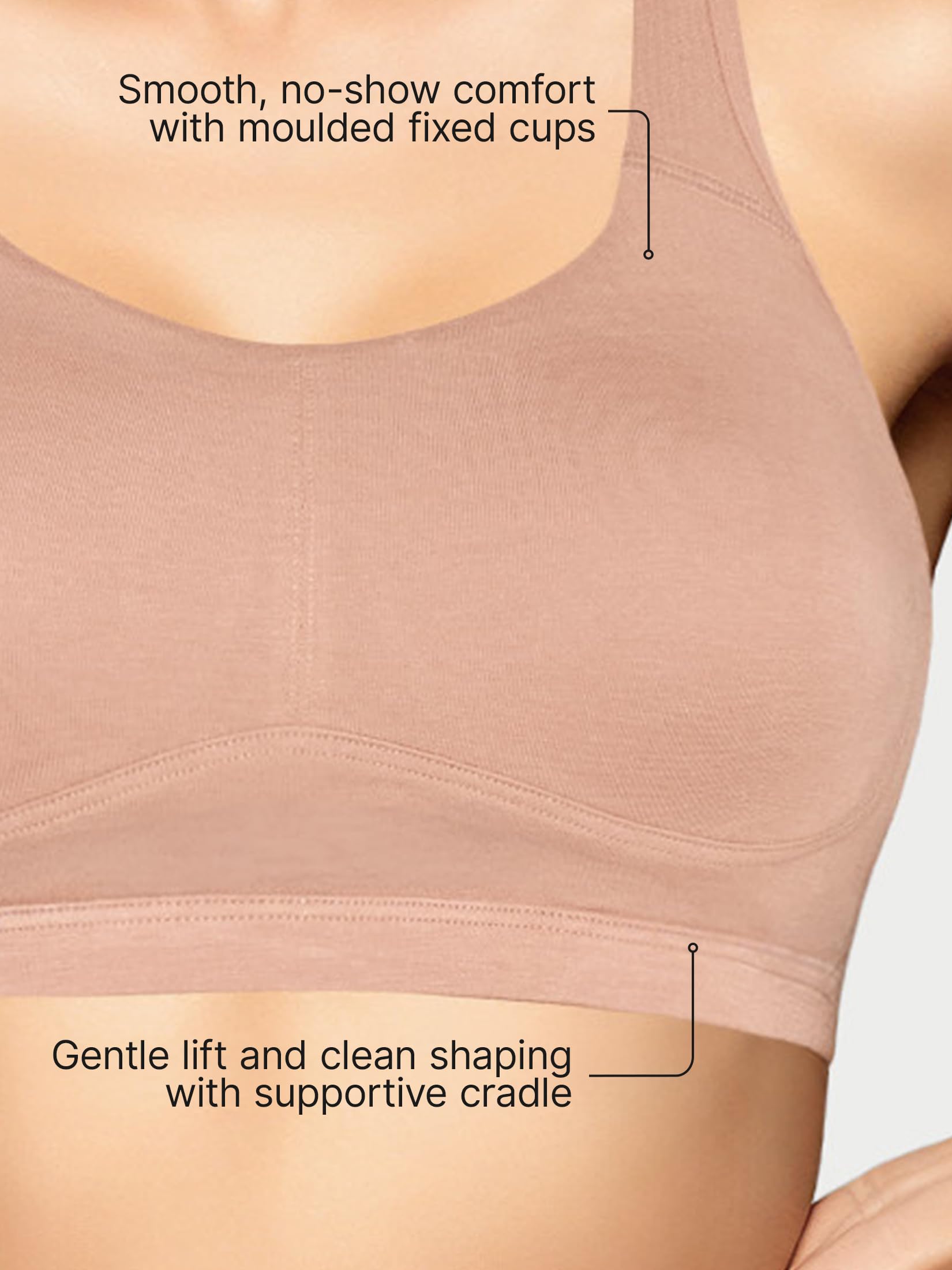 Enamor Bamboo Cotton IB07, reggiseno pop-on da donna, 3 volte più morbido, 4 volte più assorbente, antibatterico, imbottito, senza ferretto, copertura completa