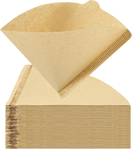 200 filtros de café, filtros de café V60 #2, filtros de papel de cono natural, diseño binaural, desechables, para verter sobre café, sin blanquear