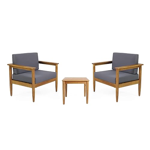 Eudora Outdoor Acacia Wood 2 Seater Chat Set, Teak and