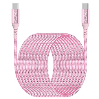 كابل USB C 100 واط وردي 10 أقدام ، طويل USB-C إلى USB-C ، Awnuwuy USB Type C to C سلك شحن سريع متوافق مع iPhone 15/15 Pro / 15 Plus / 15 Pro Max ، iPad Pro,iPad Air 4 ، Samsung Galaxy S23 S22 S21 ، MacBook Pro